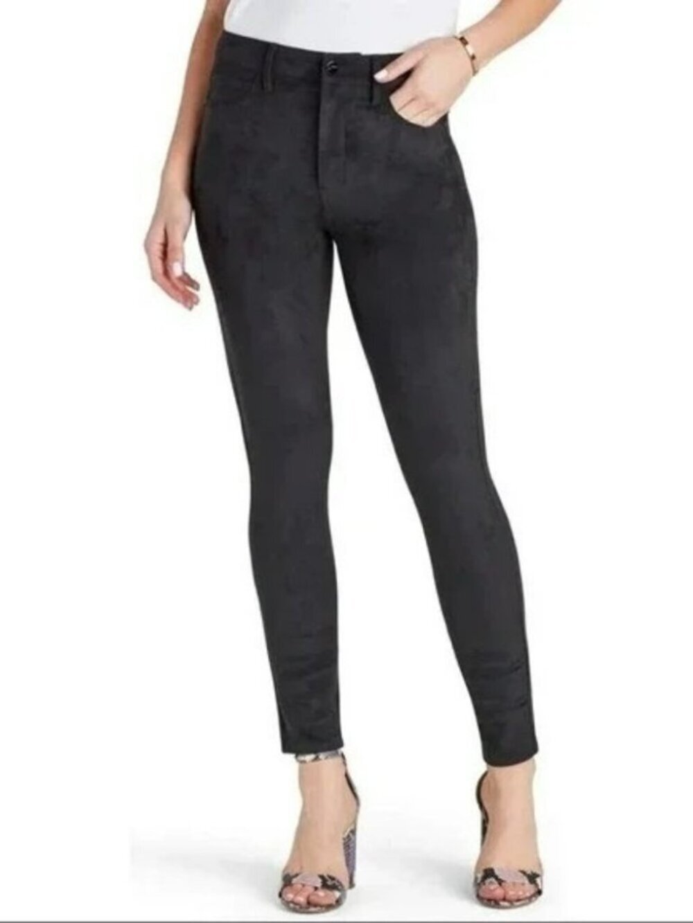 Sam Edelman The Stiletto High Rise Skinny Ankle Faux Suede Pant Black 10 / 30